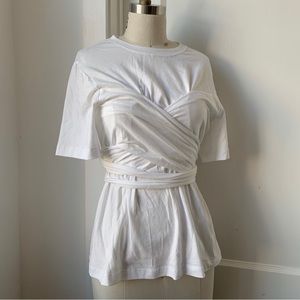 Proenza Schouler Corset Shirt - wrap waist white cotton t-shirt with tee corset